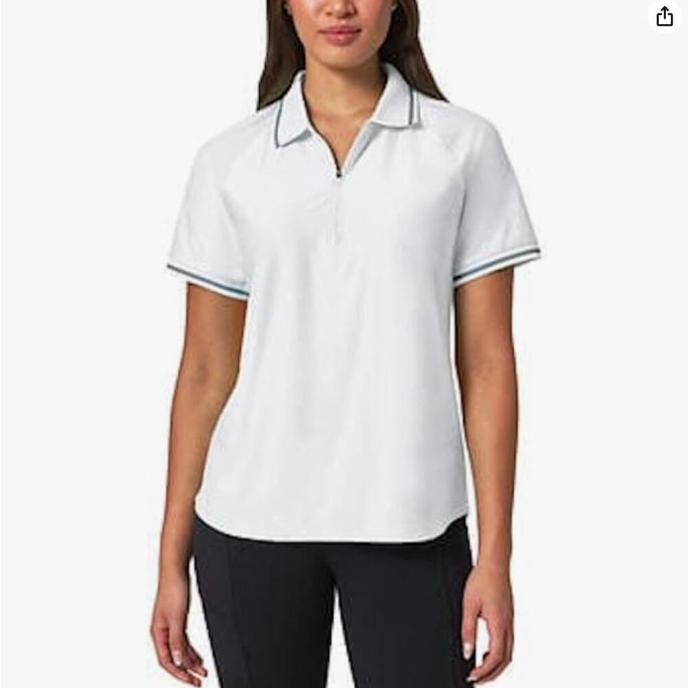 Mondetta Ladies Active Collared Front 1/4 Zip Short Sleeve Polo Shirt Size S